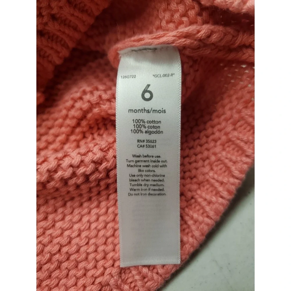 Carter's Girls' Coral Pink Hooded Knit Sweater w/Bear Ears Size 6m NEW!